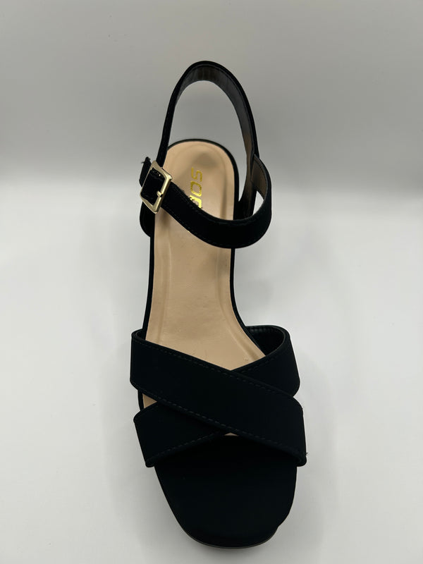 Chunky Heel Platform Sandal (BLACK) - LOV Shoes
