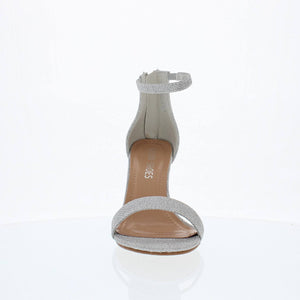 Ankle Strap Mid Chunky Heel (SILVER)