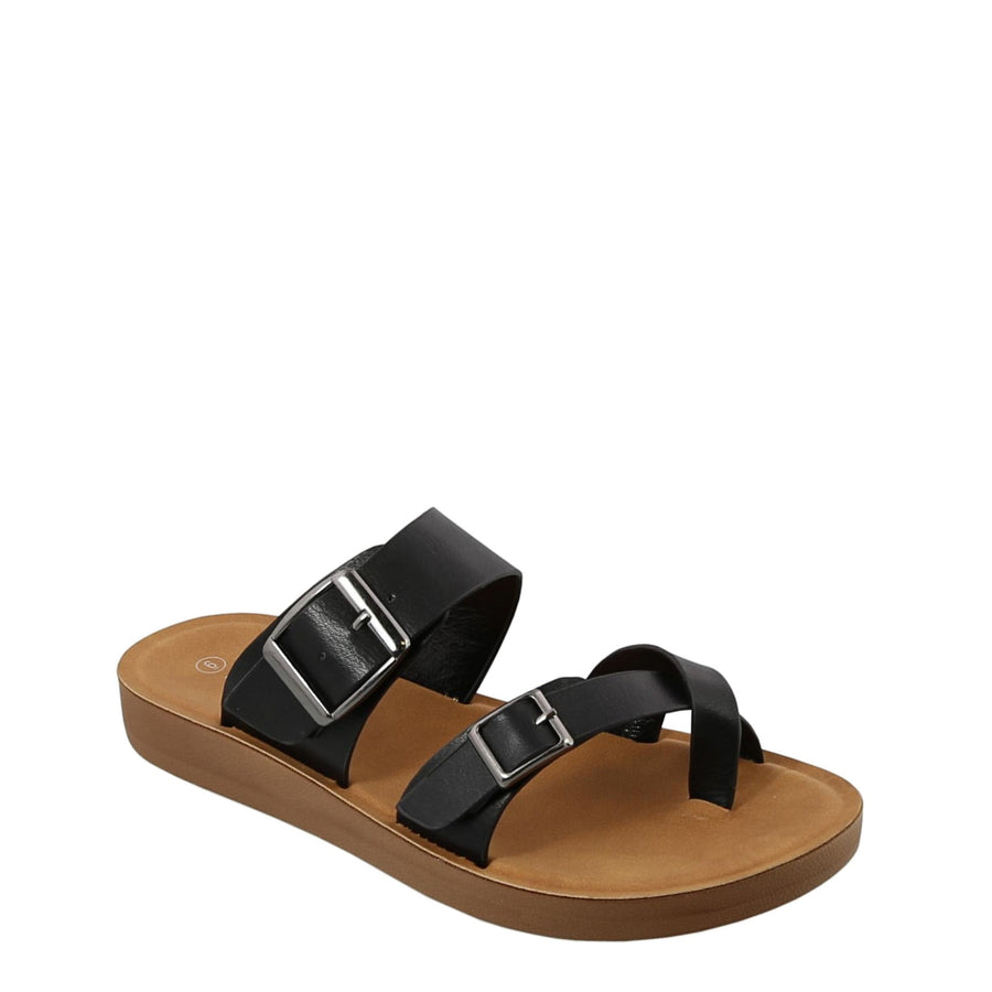 2Buckle Slip On Comfy Sandal (BLACK)