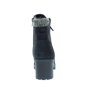 Sweater Lined Lug Sole Bootie (BLACK)