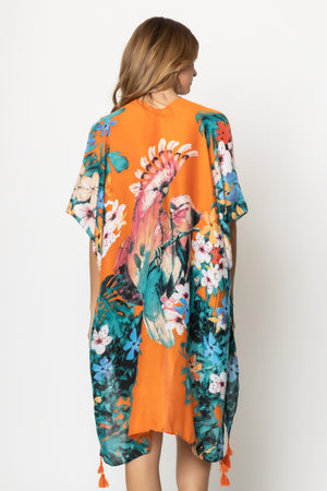 Floral Print Kimono (ORANGE)