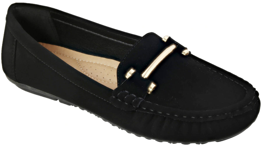 Gold Accent Loafer Flat (BLACK)