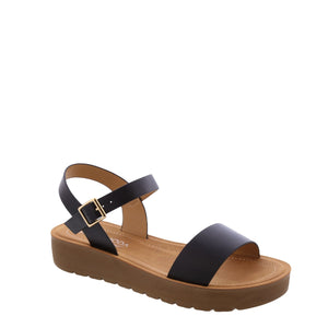 Platform Flat Sandal (BLACK)