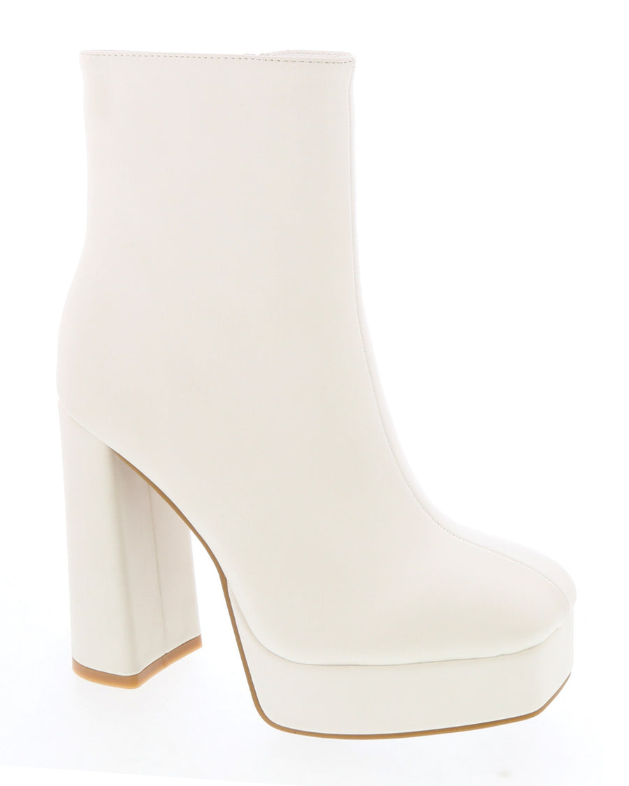 Platform Heel Bootie (WHITE)