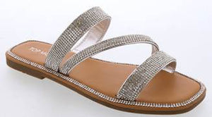 Cross Rhinestone Strap Slide (SILVER)