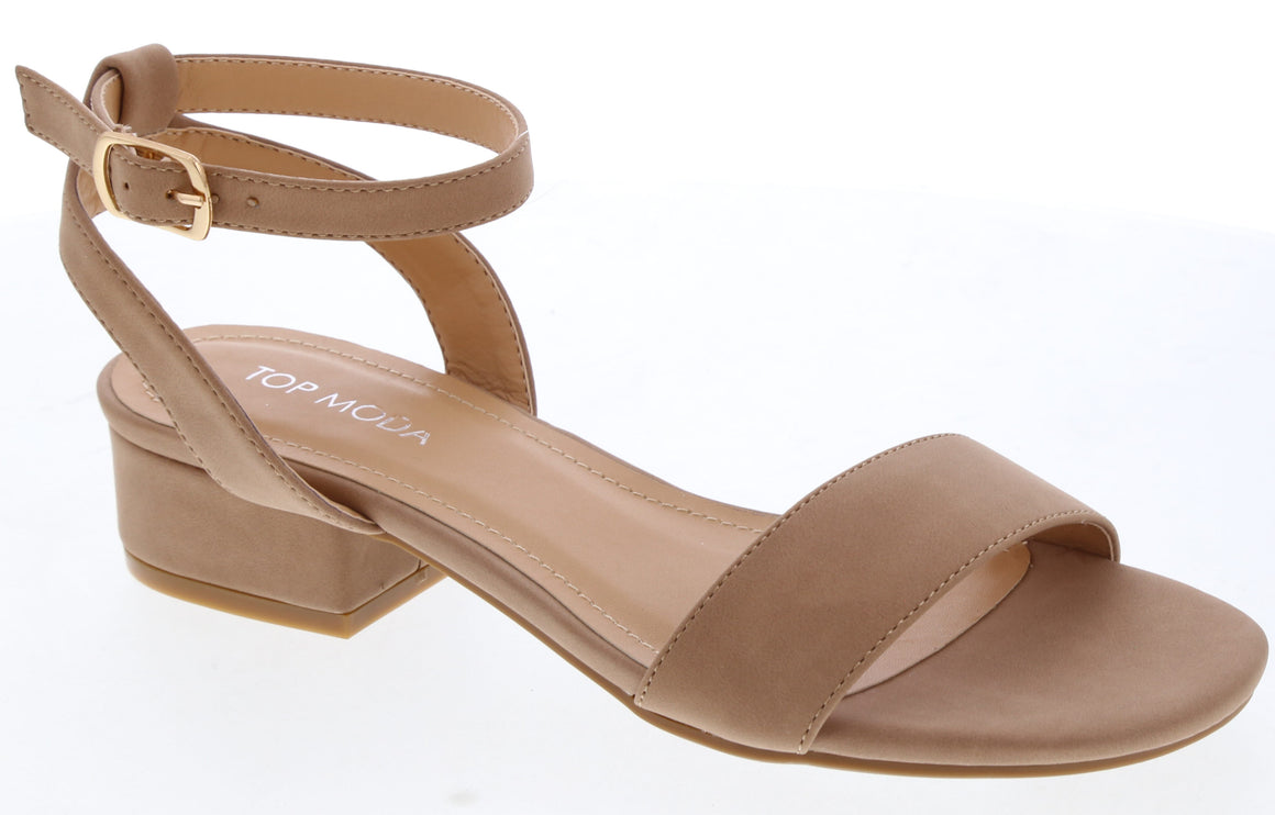 Ankle Strap Low Heel Sandal (TAUPE)