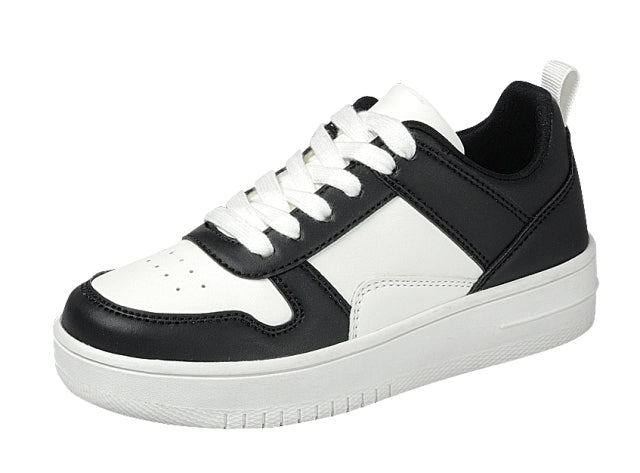 Color Block Lace-Up Sneaker (BLACK/WHITE)