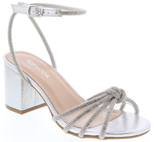 Knotted Rhinestone Straps Dress Sandal (SILVER GLITTER)