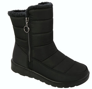 Side Zipper Nylon Snow Boot (BLACK)
