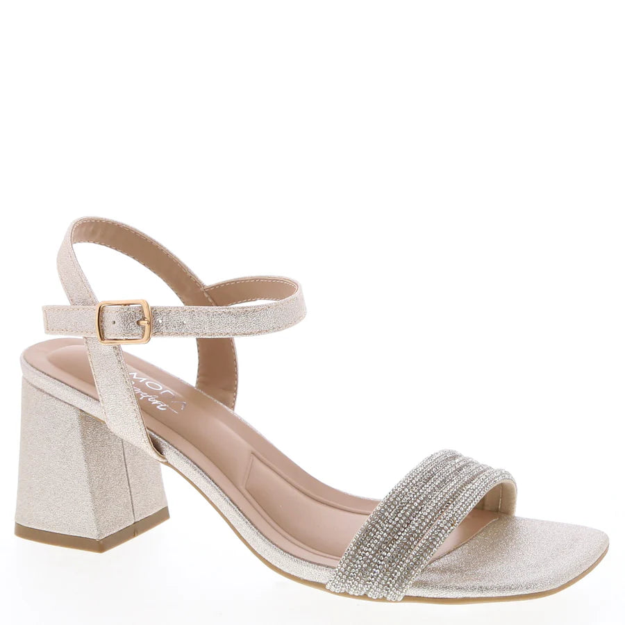 2Bow Slip On Dress Sandal (GOLD GLITTER)