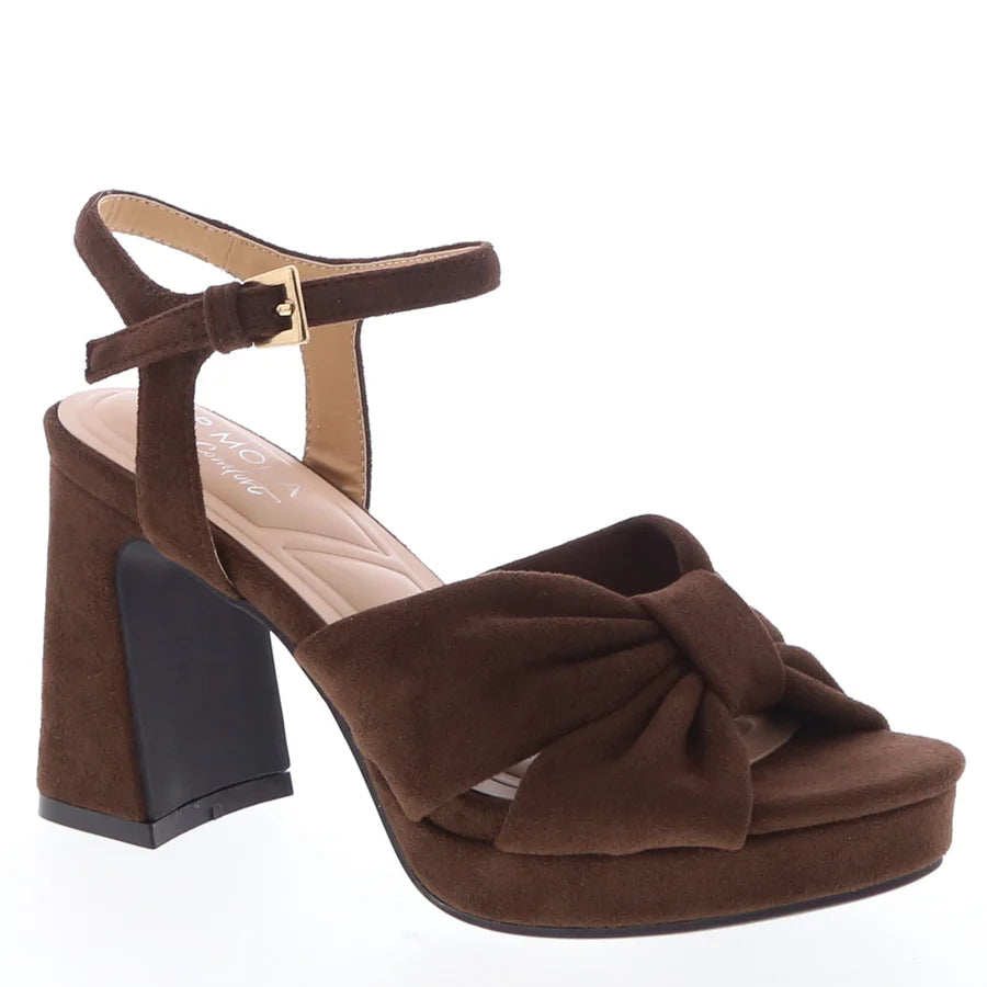 Suede Straps Buckled Platform Dress Shoe (BROWN)