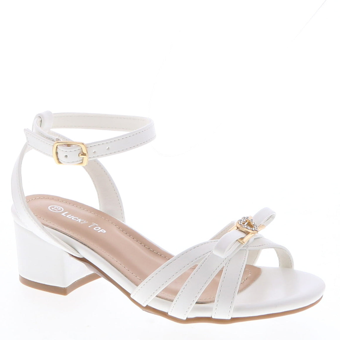 Heart Bow Kids Dress Sandal (WHITE)
