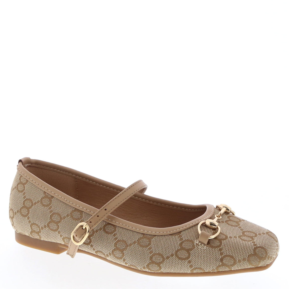 Horse Bit Mary Jane Flat (BEIGE)