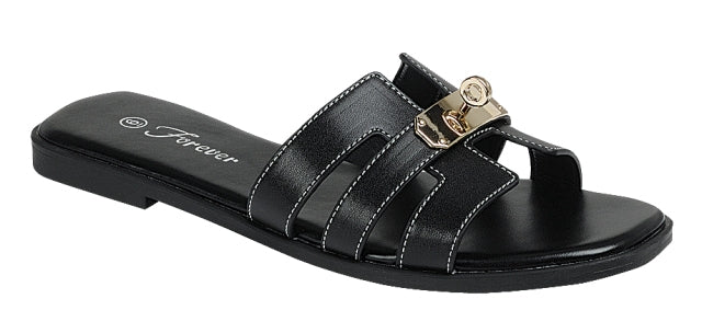 Turn Lock Slip-On Sandal (BLACK)
