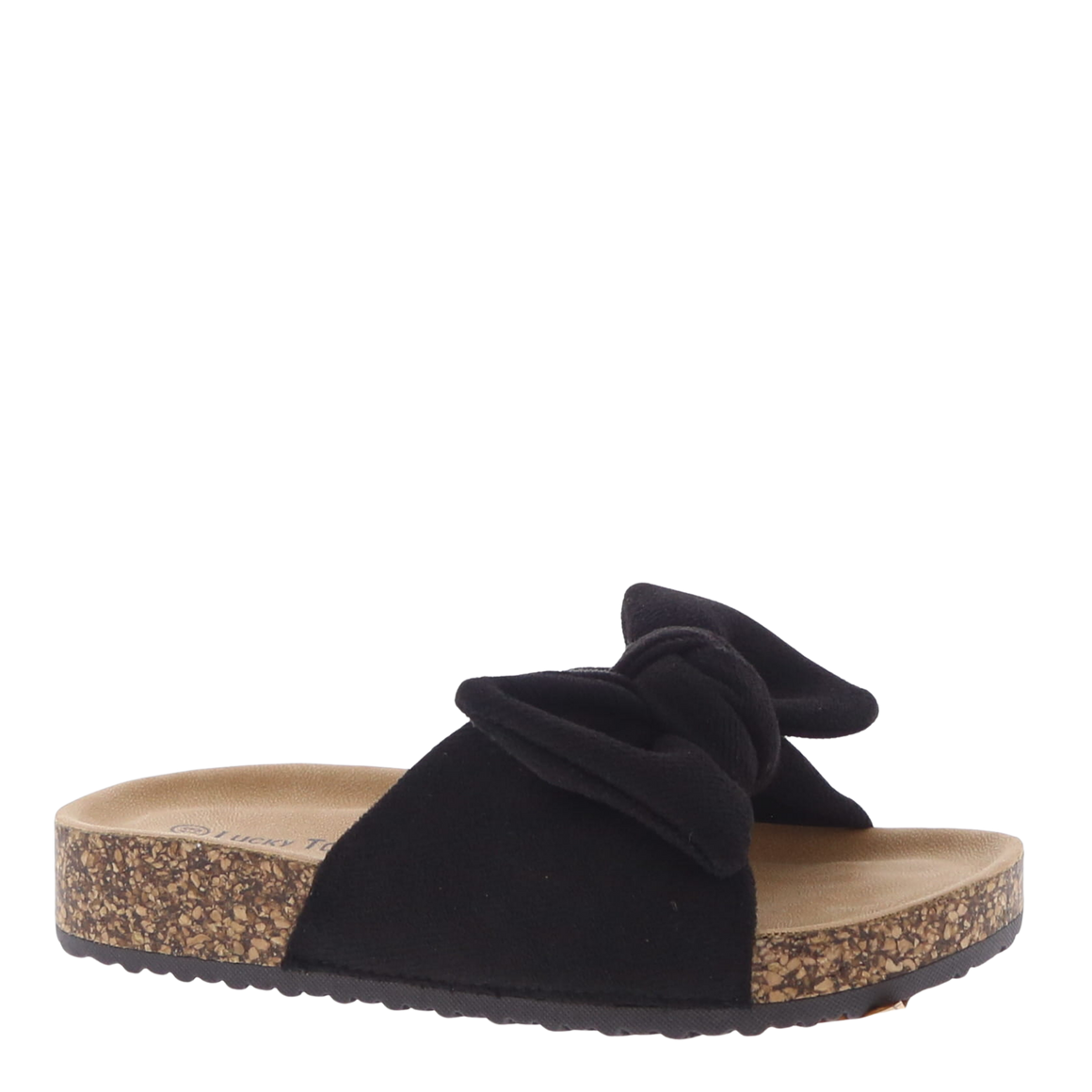 Suede Bow Slip-On Kids Sandal (BLACK DENIM)