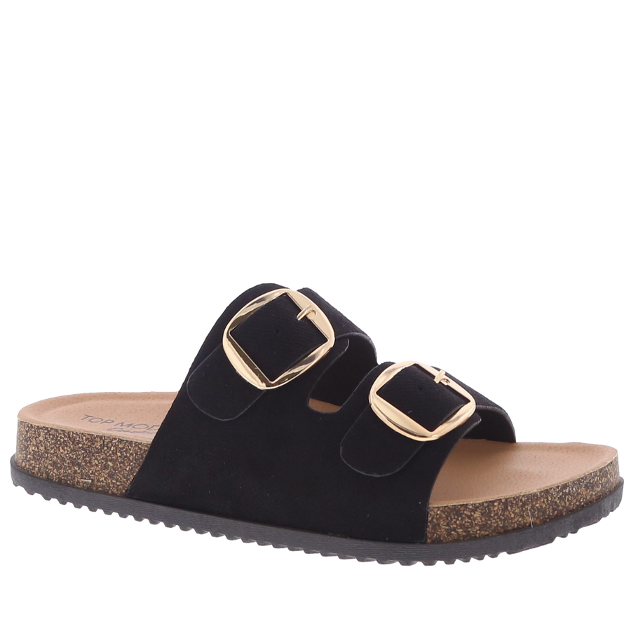 2Buckle Casual Denim Sandal (BLACK)