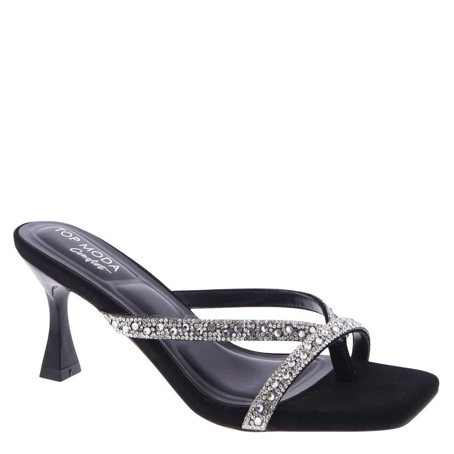 Gemstone Strap Flip-Flop Dress Shoe (BLACK)