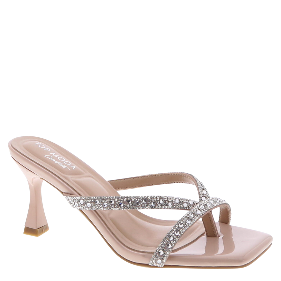Gemstone Strap Flip-Flop Dress Shoe (NUDE)