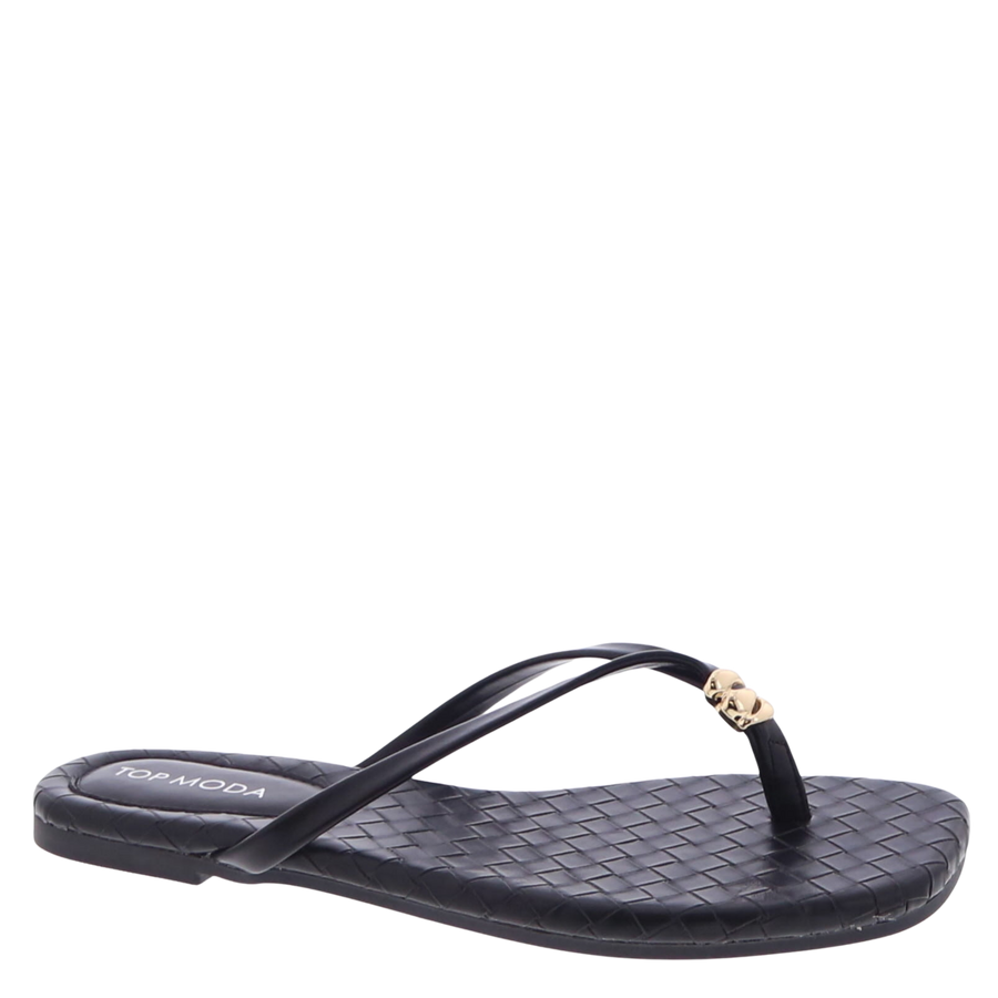 Woven Sole Flip-Flop Sandal (BLACK)