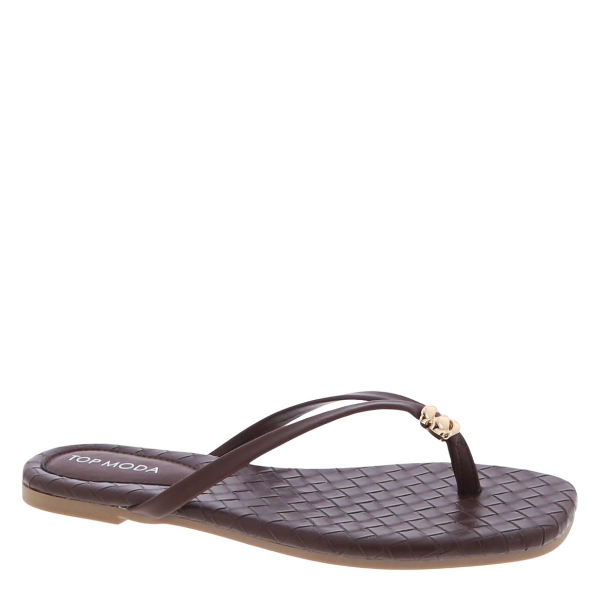 Woven Sole Flip-Flop Sandal (BROWN)