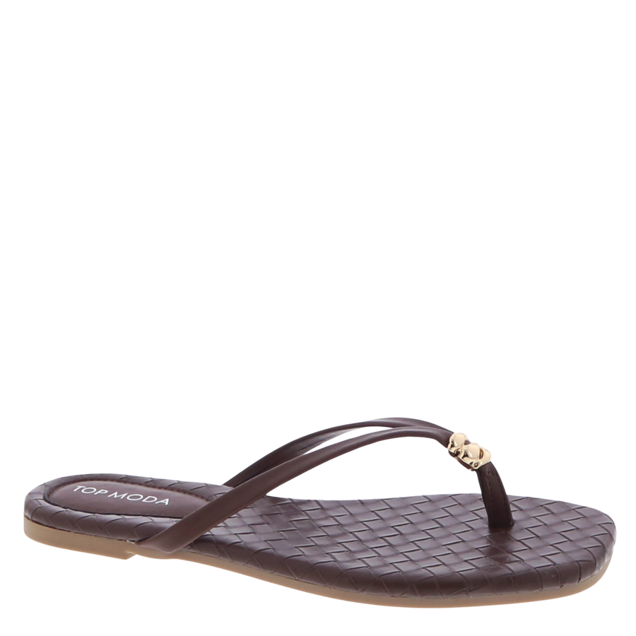 Woven Sole Flip-Flop Sandal (BROWN)