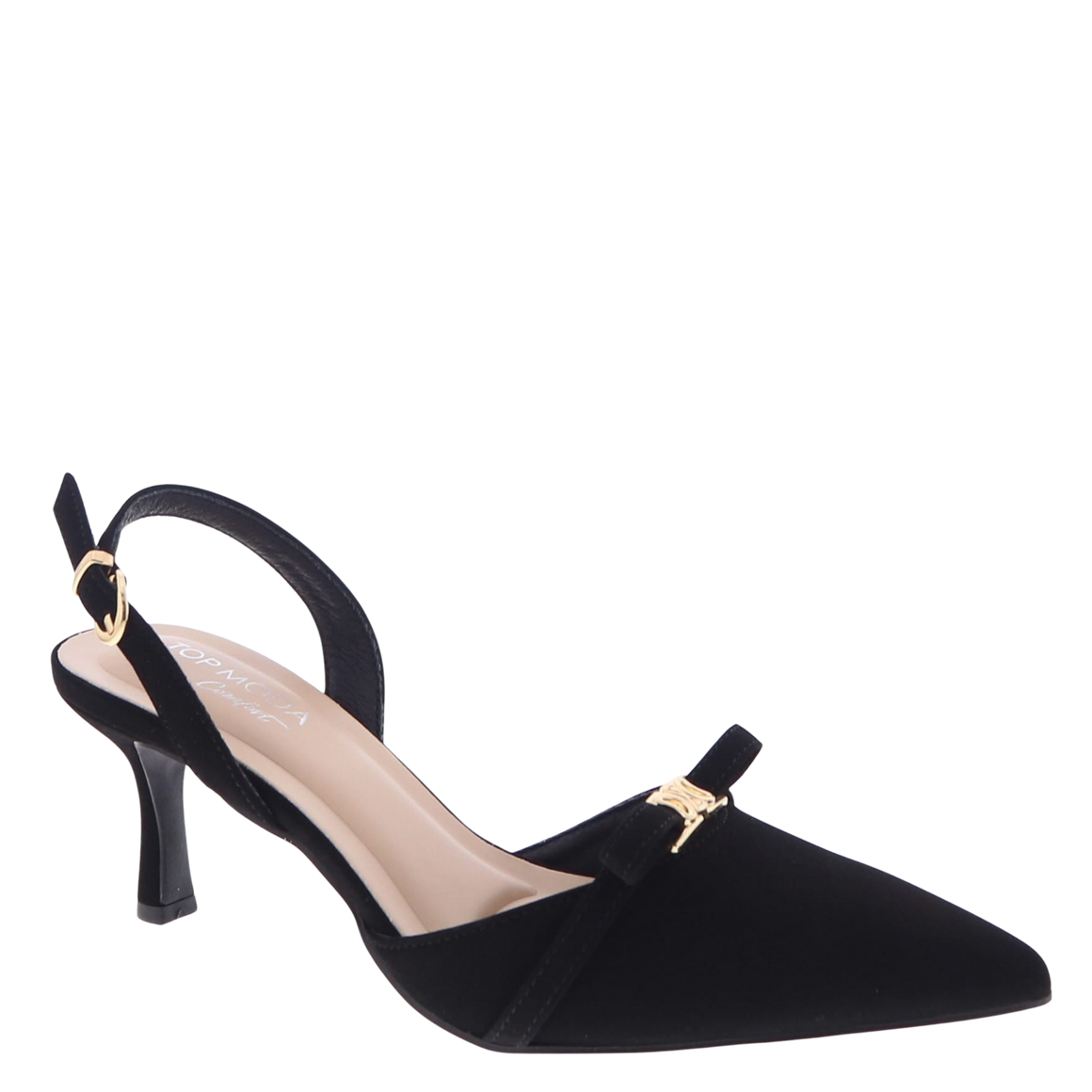 Bow Strap Buckled Slingback Dress Pump (BLACK)