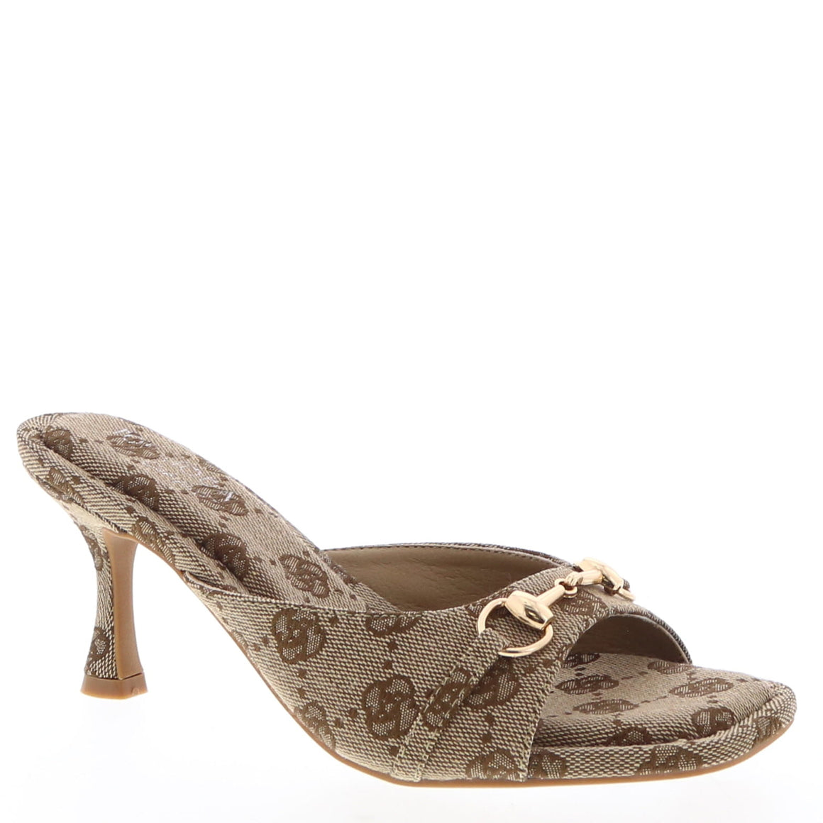 Flower Pattern Slip-On Kitten Heel (TAN)