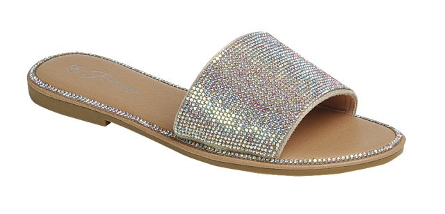 Rhinestone Lined Slide (CHAMPAGNE)