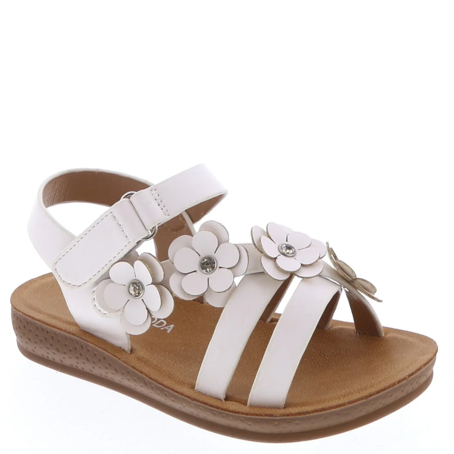 Strappy 3D Flower Toddler Sandal (WHITE)