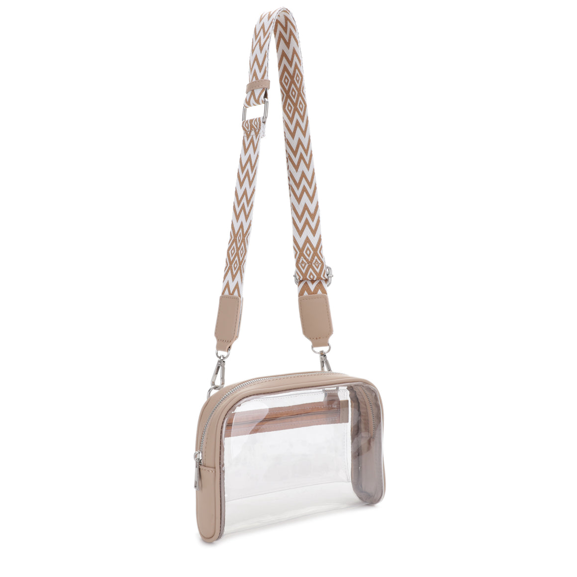 Clear Guitar Strap Crossbody Bag (CLEAR/NUDE)