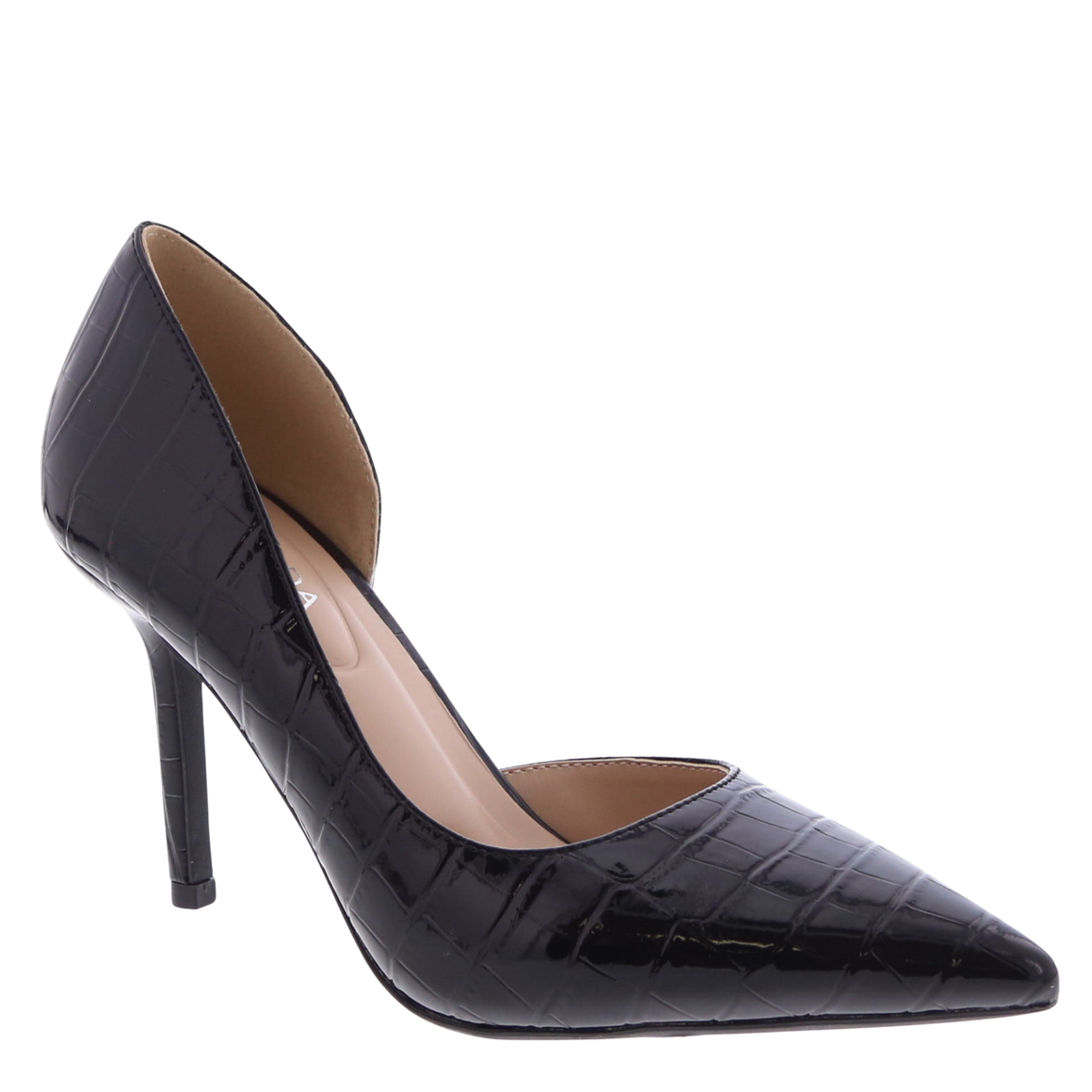 Classic Pointed Croc Stiletto Pump (BLACK CROC)