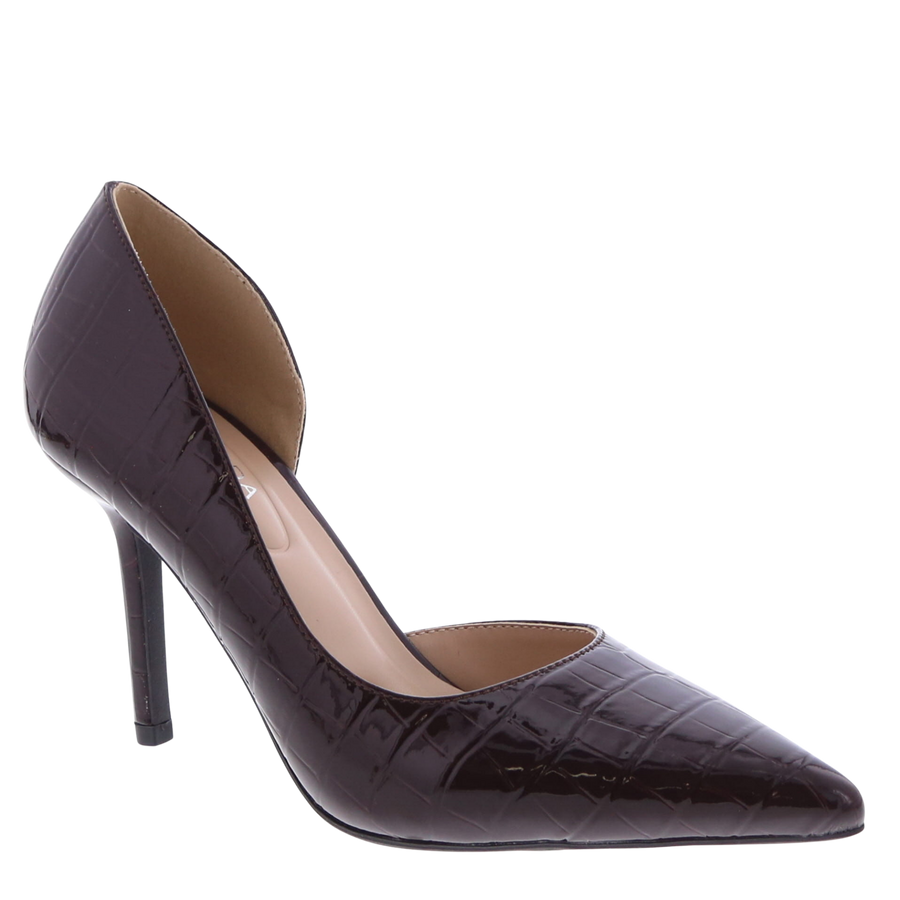 Classic Pointed Croc Stiletto Pump (BROWN CROC)