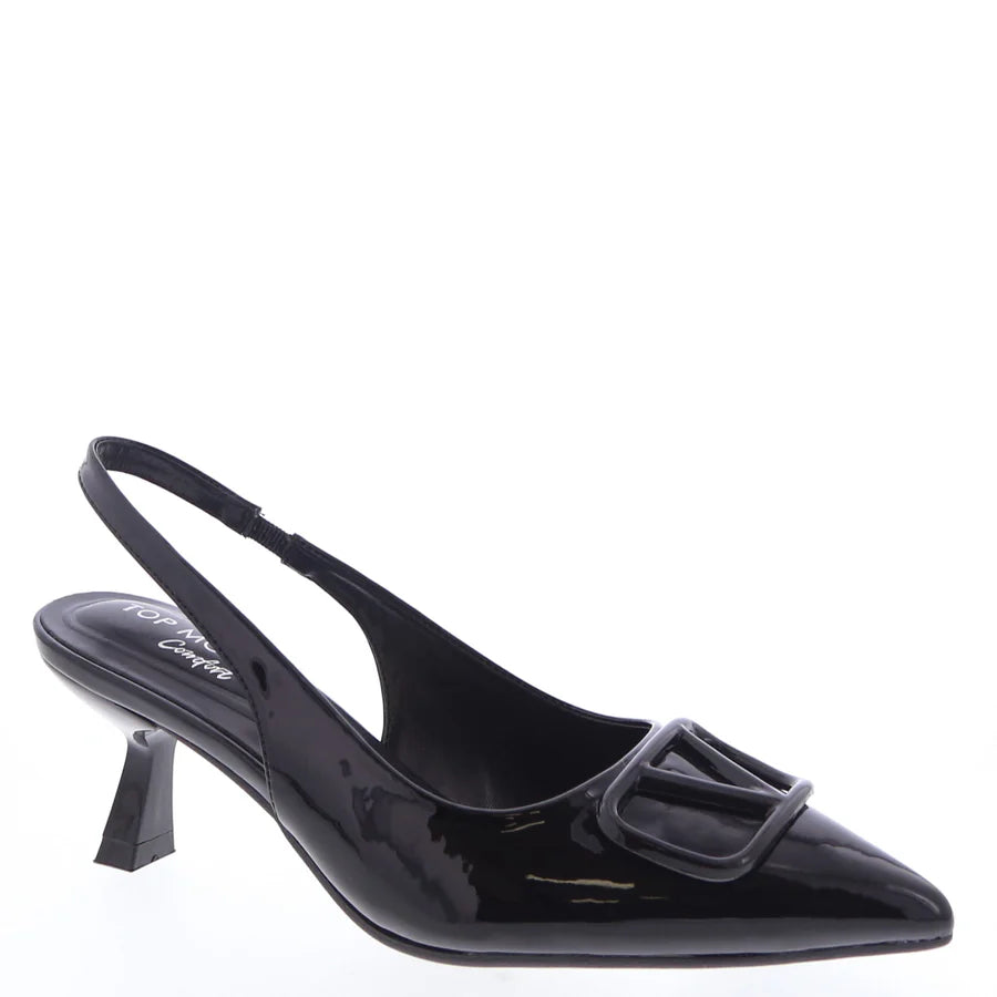 "V" Slingback Kitten Heel Pump (BLACK)
