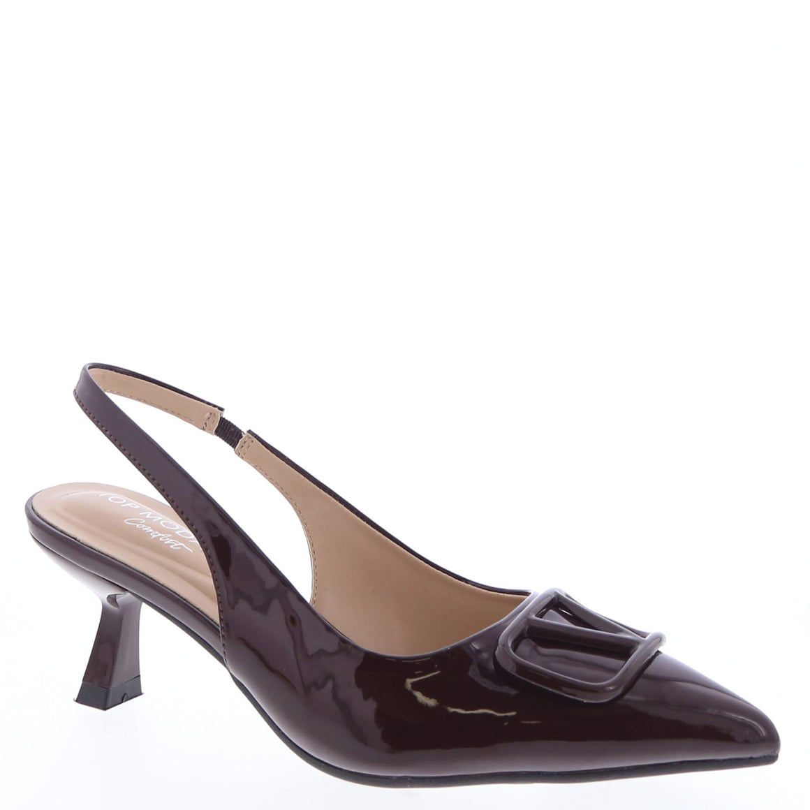 "V" Slingback Kitten Heel Pump (BROWN)