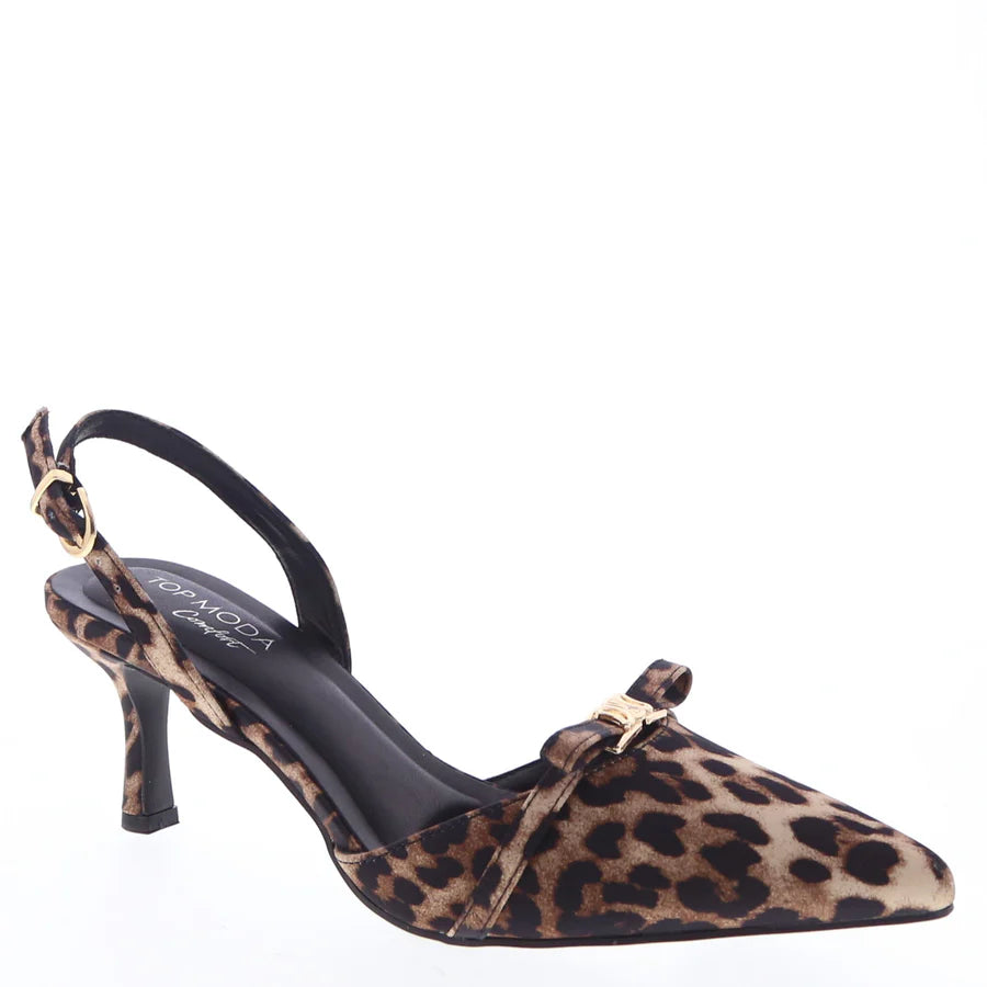 Bow Strap Buckled Slingback Dress Pump (LEOPARD)