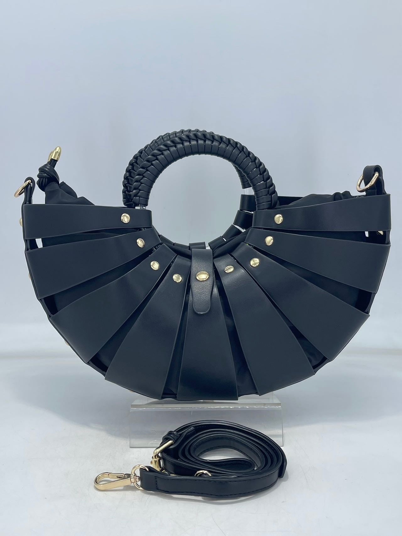 Basket Style Handle Bag (BLACK)
