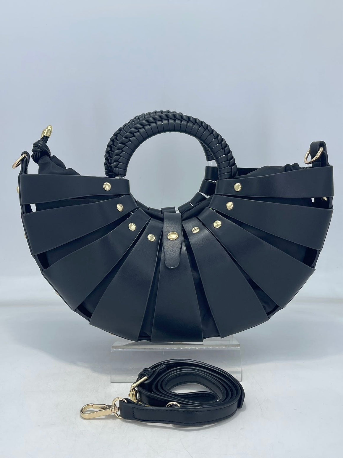 Basket Style Handle Bag (BLACK)