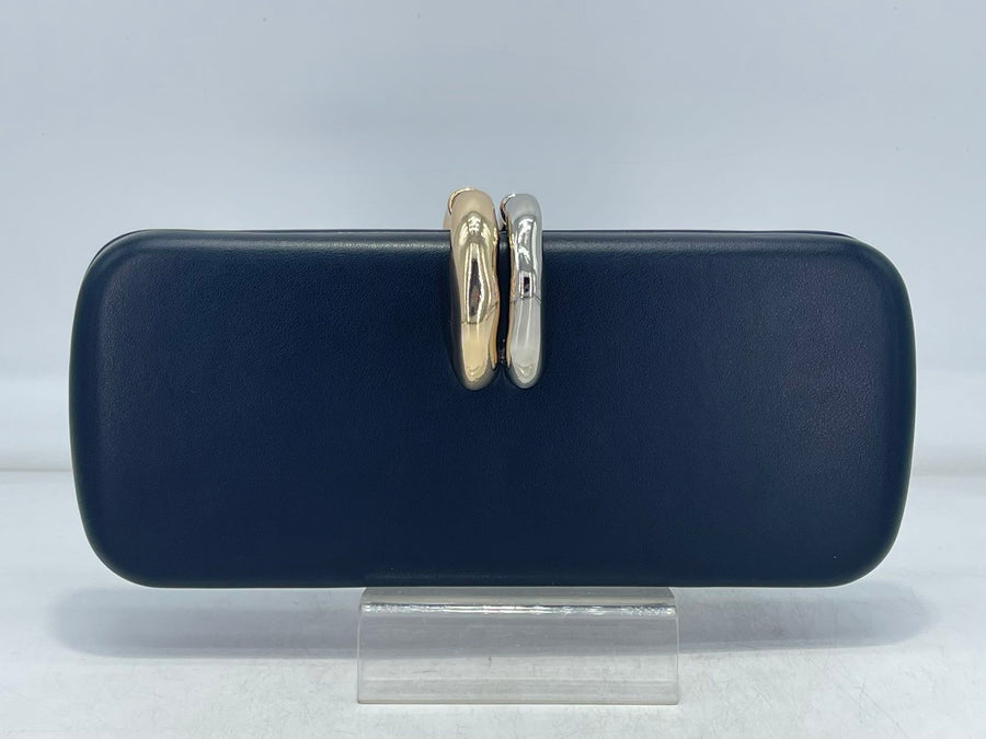 Mixed Metal Clap Evening Clutch (BLACK)