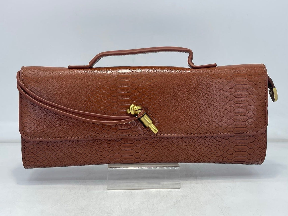 Python Elongated Evening Bag (BROWN)
