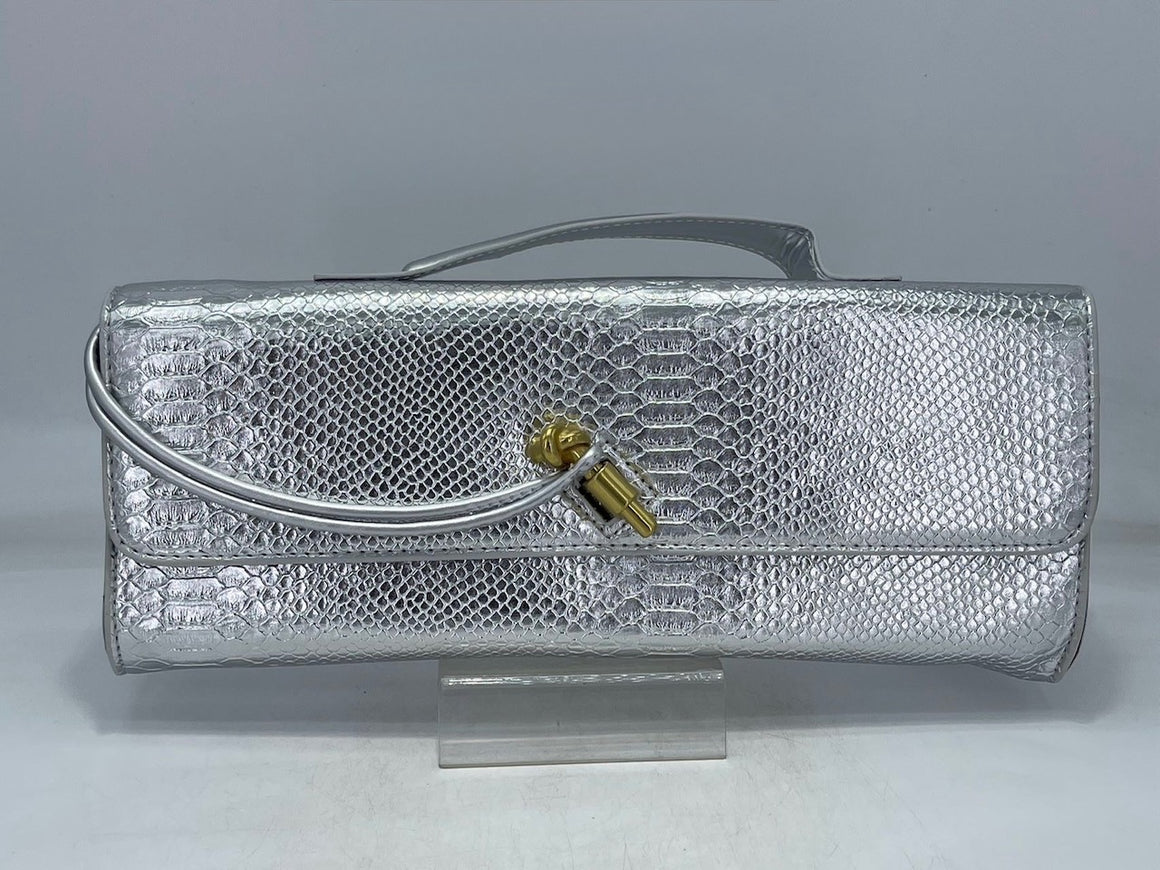 Python Elongated Evening Bag (SILVER)