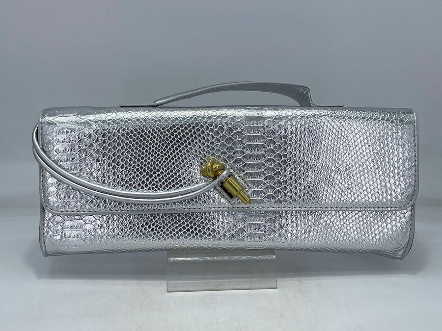 Python Elongated Evening Bag (SILVER)