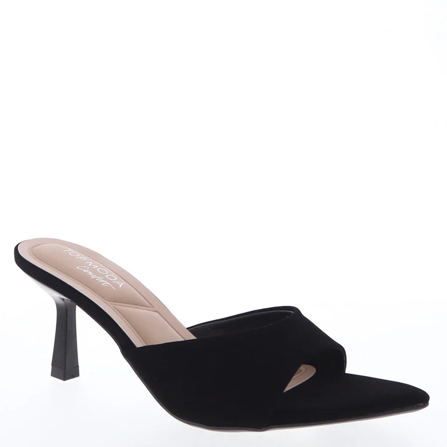 Pointed Kitten Heel Sandal (BLACK)
