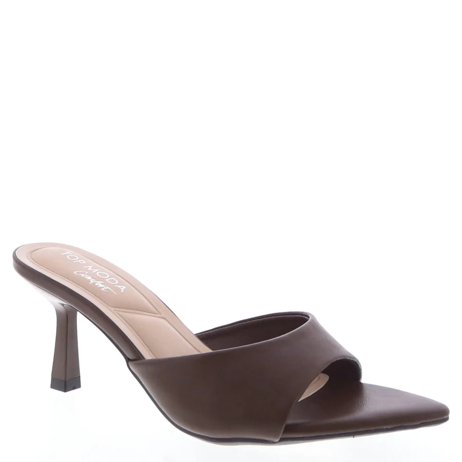 Pointed Kitten Heel Sandal (BROWN)