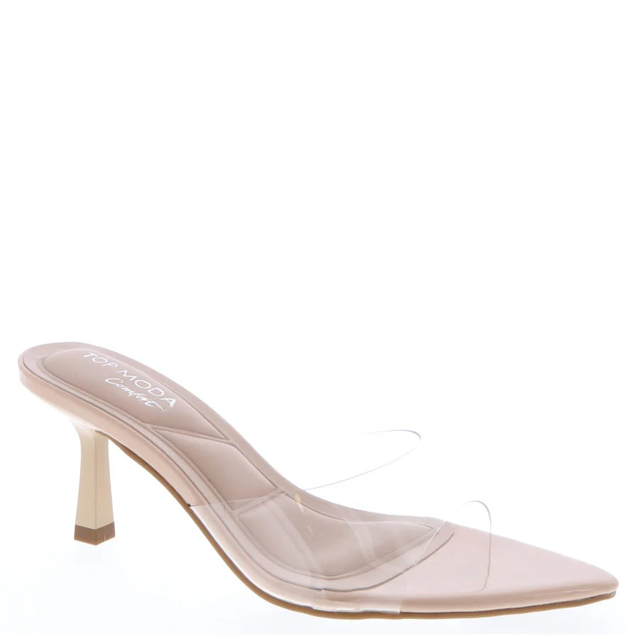 Pointed Kitten Heel Sandal (NUDE/CLEAR)