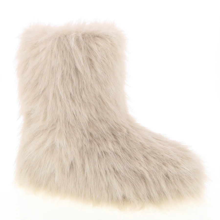 Faux Fur Short Rave Boot (BEIGE)