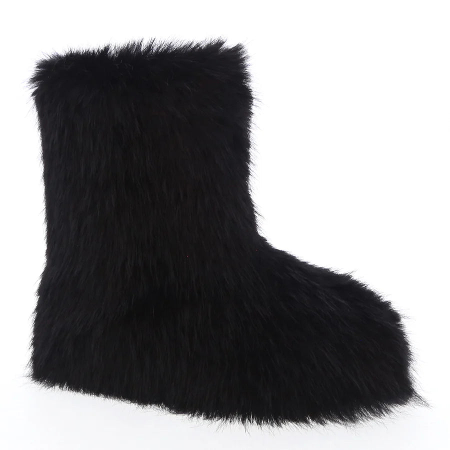 Faux Fur Short Rave Boot (BLACK)