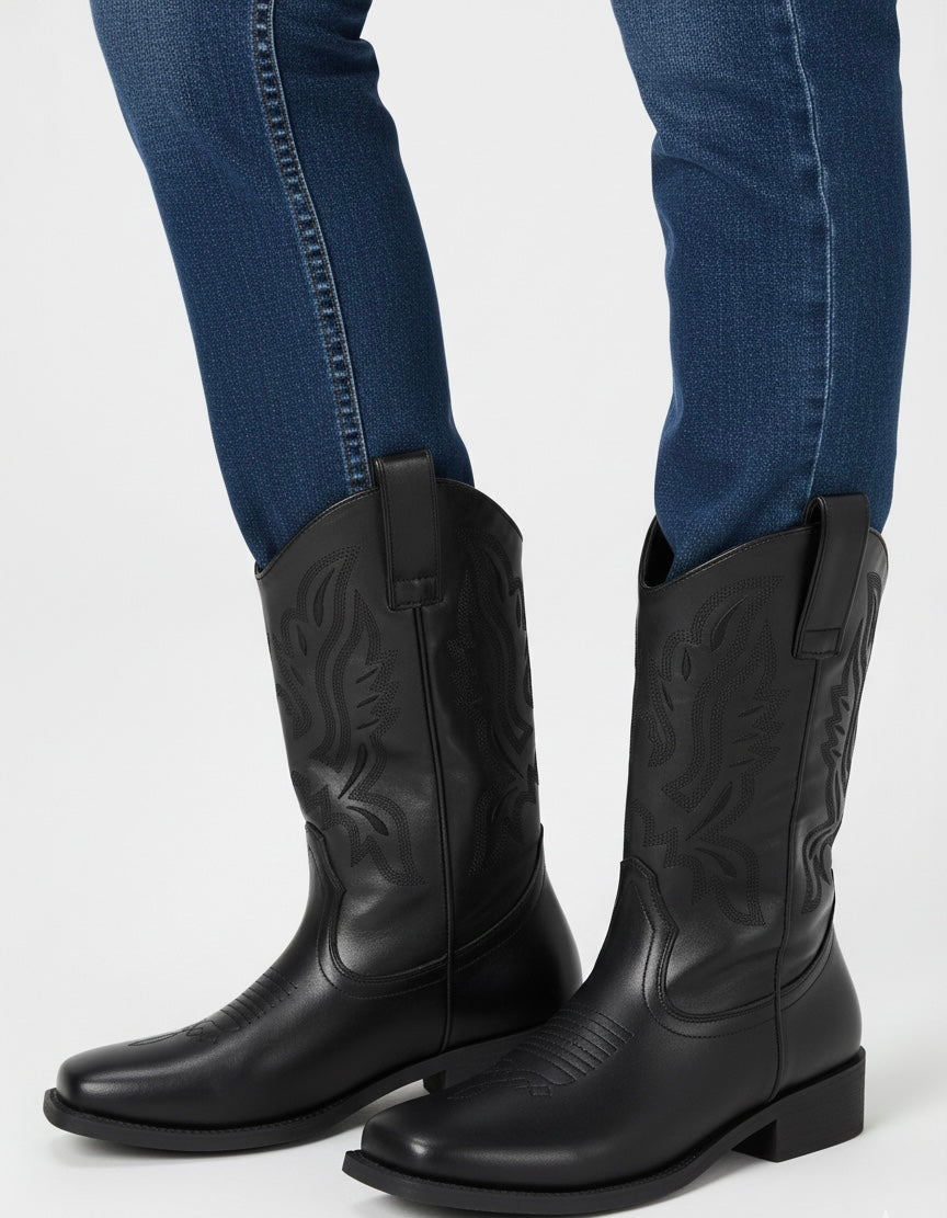 Classic Stitched Western Boot (BLACK)