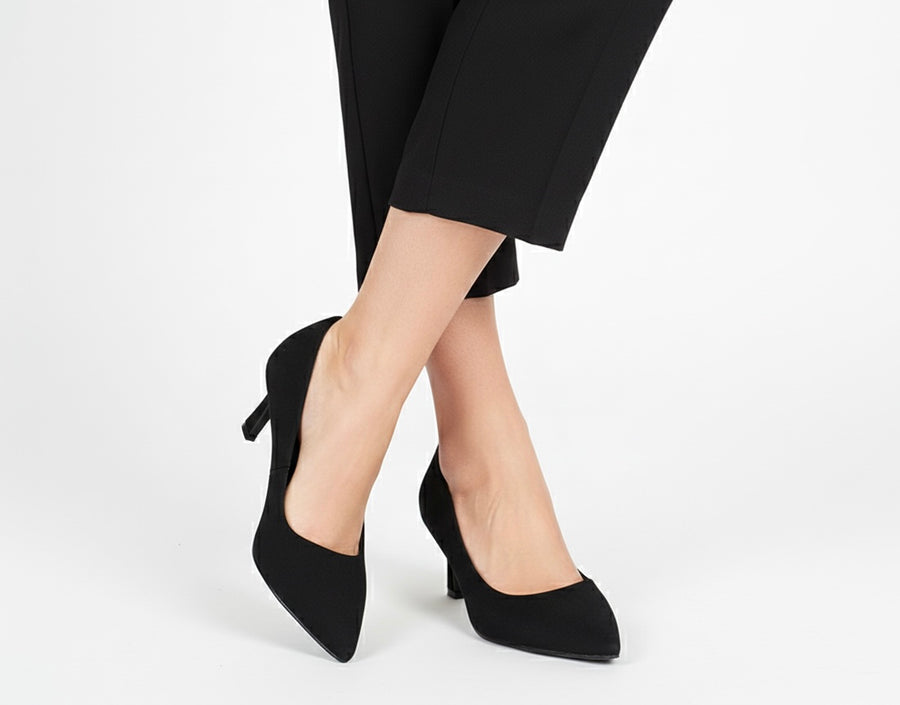 Classic Kitten Heel Pointed Pump (BLACK)