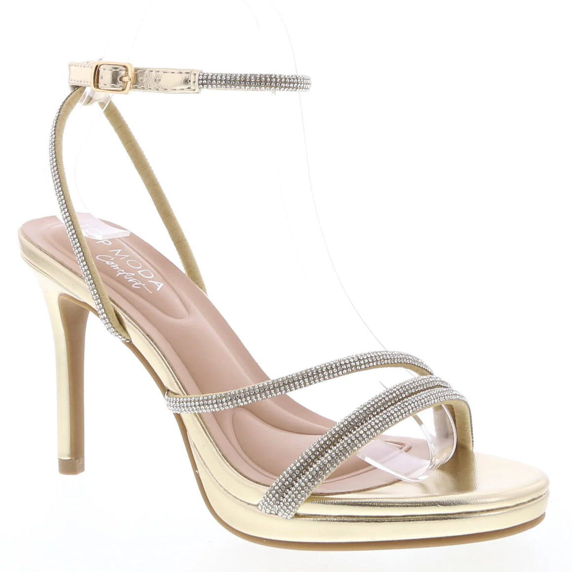 Rhinestone Rope Strap Comfort Dress Shoe (GOLD)