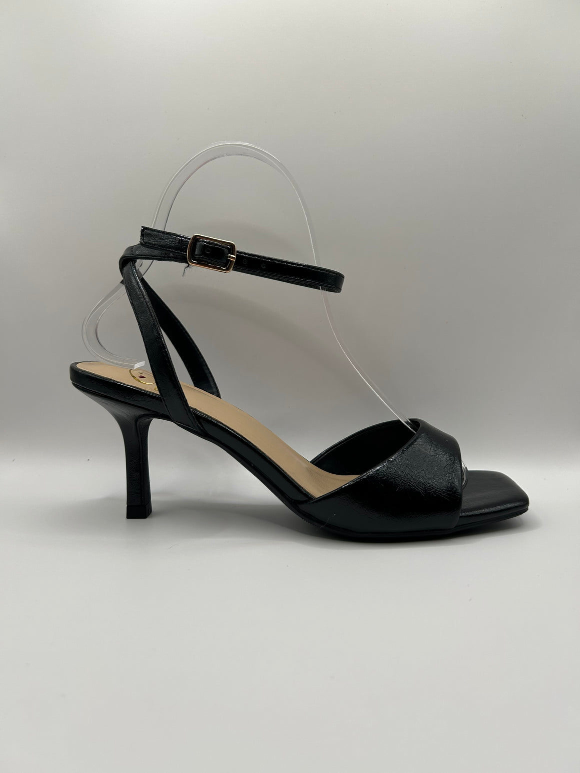 Classic Ankle Strap Mid Dress Heel (BLACK)